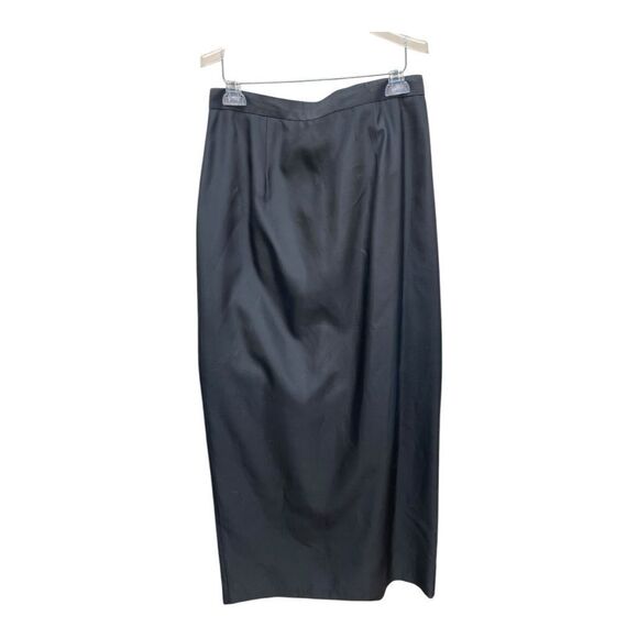 Vtg Michaelangelo Black Evening High Waist Back Slit Taffeta Pencil Skirt Sz 12 - Picture 1 of 6